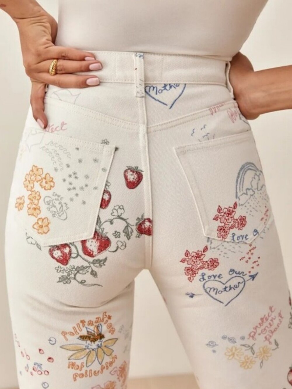 REFORMATION CYNTHIA DOODLE HIGH RISE JEANS - Picture 2 of 10